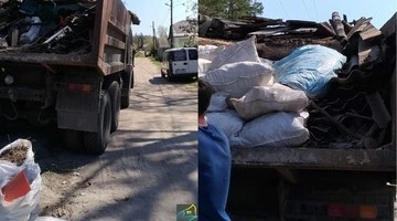 загрузка скошеной травы в камаз